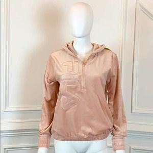 NWT Fila Misty Rose Velour 1/4 Zip Hoodie